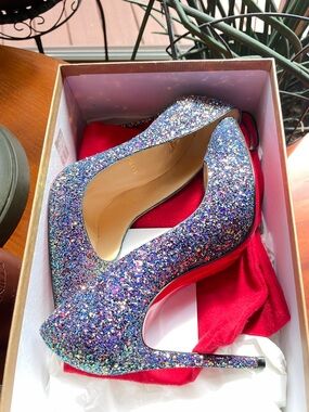 Christian Louboutin Multicolor Glitter Pointed-Toe Stiletto Pumps